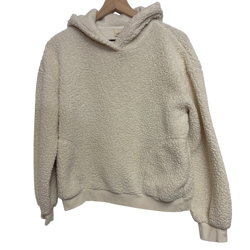 Universal Thread Sherpa Hoodie Women Size M Cream Excellent Fleece Pullover